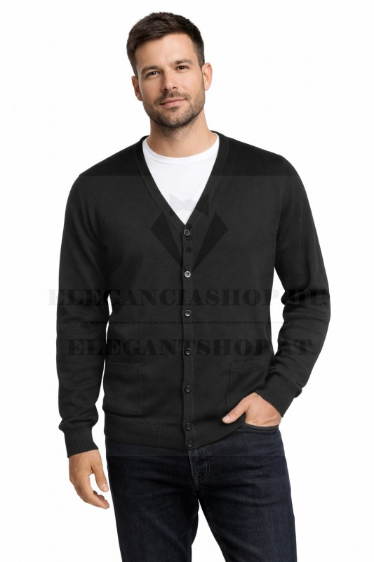 Férfi pamut gombos kardigán - Fekete Férfi pólók,pulóverek Férfi pamut gombos kardigán - Fekete Férfi pólók,pulóverek